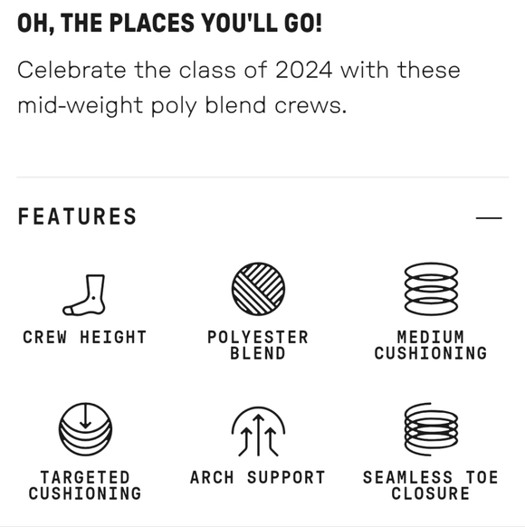 NWT Men's Dr. Suess Stance Class of 2024 White and Yellow Casual Socks - Picture 7 of 7